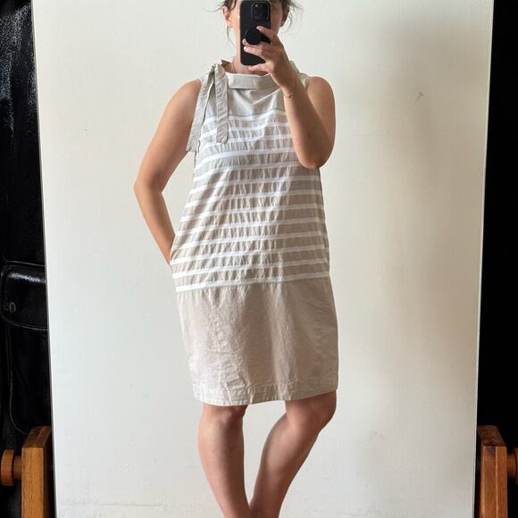 ROSSO35 Beige Striped Cocoon Dress - Picture 1 of 9
